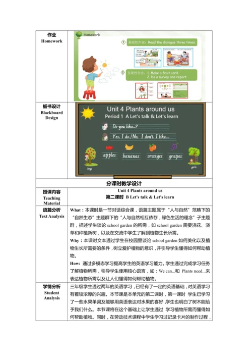 Unit4 Plants around us单元整体教学设计