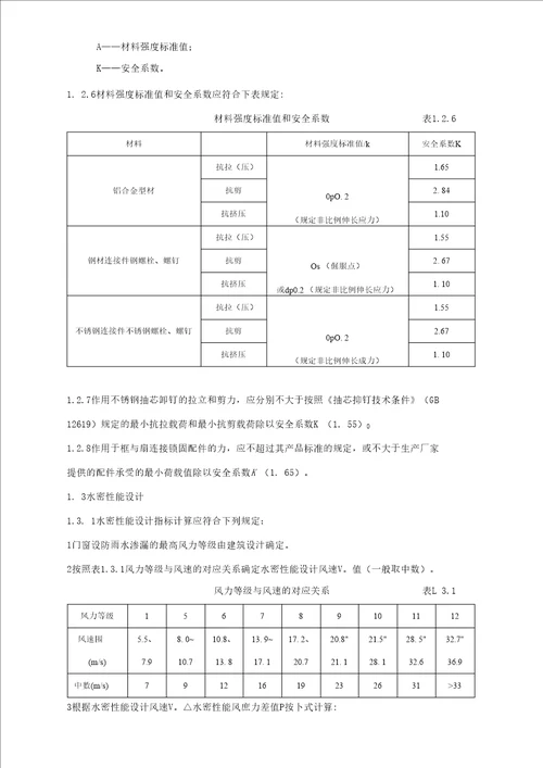 铝合金门窗设计规范标准