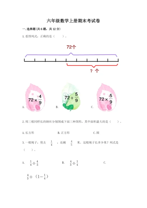 六年级数学上册期末考试卷附完整答案（典优）.docx