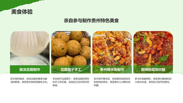绿色摄影风贵州民族风情与自然美景之旅PPT模板