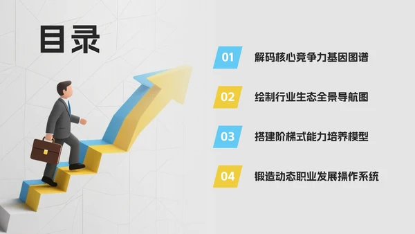 黄蓝色微立体简约大学生职业规划PPT模板