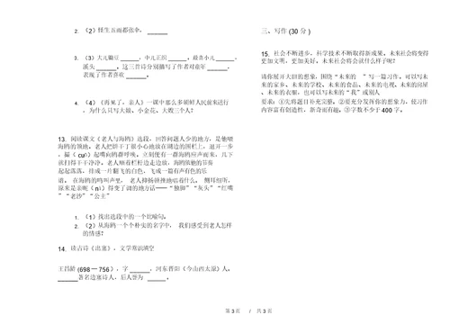 期末练习五年级下学期小学语文复习混合期末模拟试卷A卷练习题