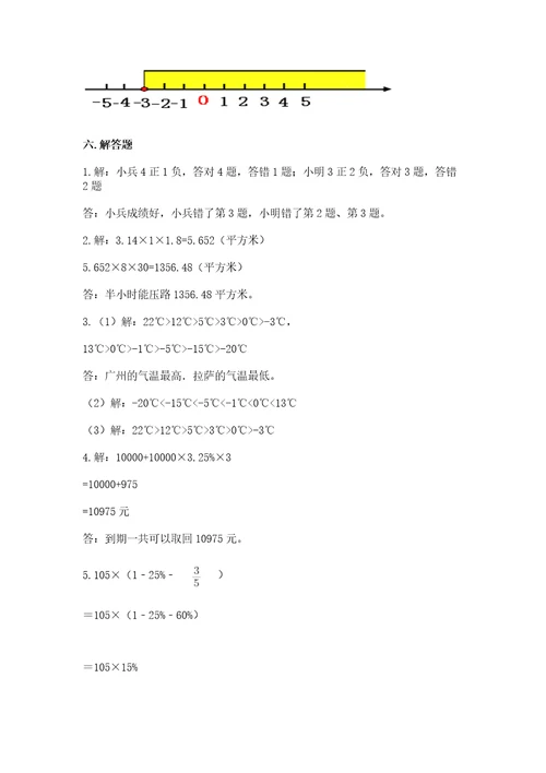 晋江小学毕业期末数学试卷附参考答案精练