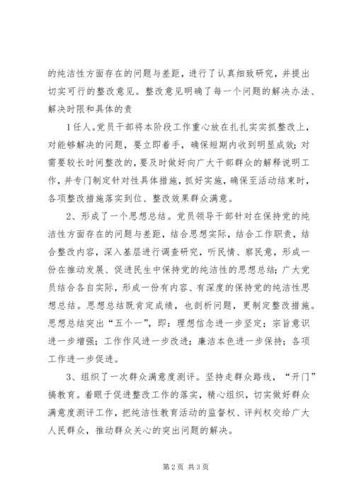 保持党的纯洁性整改落实阶段总结.docx