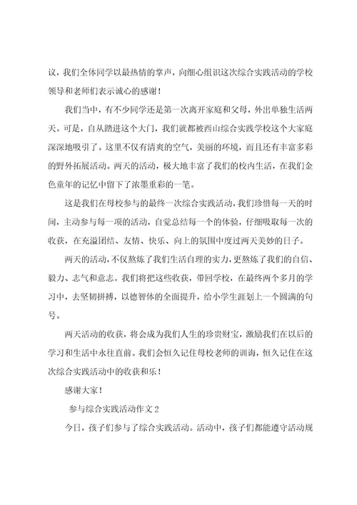参加综合实践活动后作文