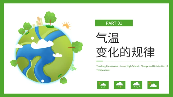 绿色插画风气温的变化与分布PPT模板
