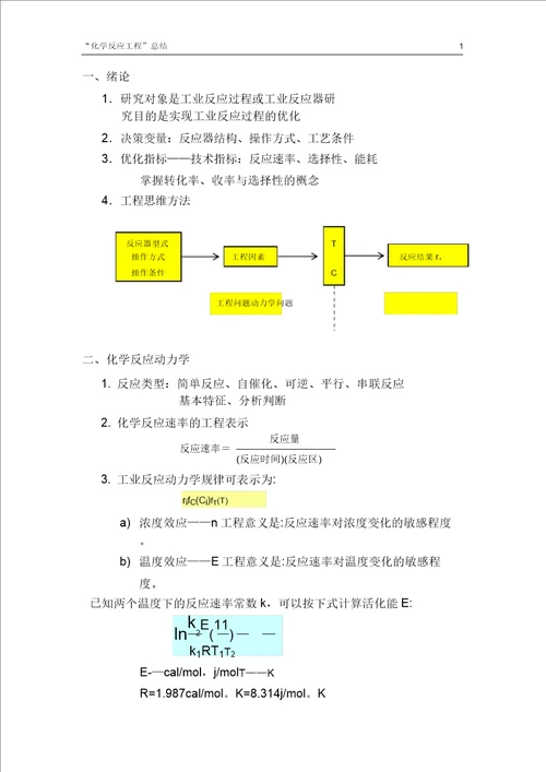 化学反应工程总结