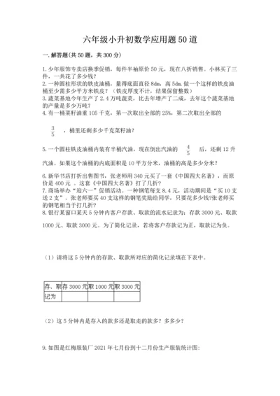 六年级小升初数学应用题50道含答案（模拟题）.docx