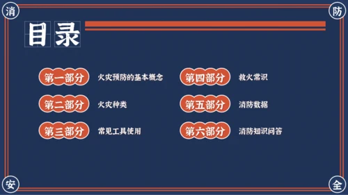 红蓝复古风消防安全主题班会PPT模板