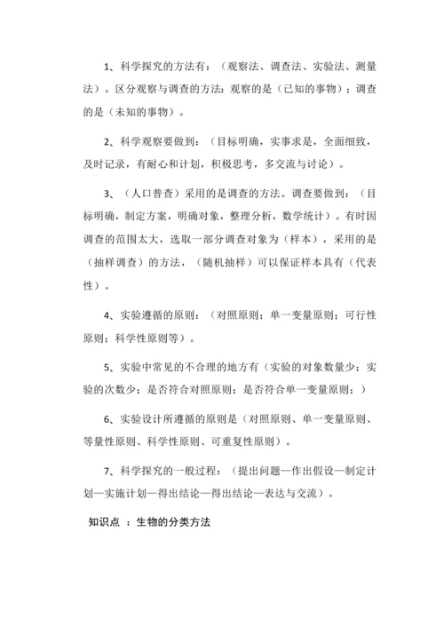 七年级生物上册常考知识点精细整理.docx