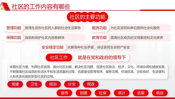 红色简约文化墙风党建引领社区治理宣讲培训PPT党课