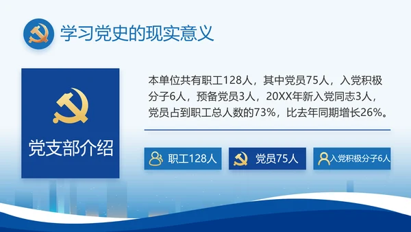 蓝色大气党建党支部年终工作总结PPT