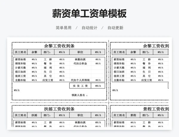 薪资单工资单模板
