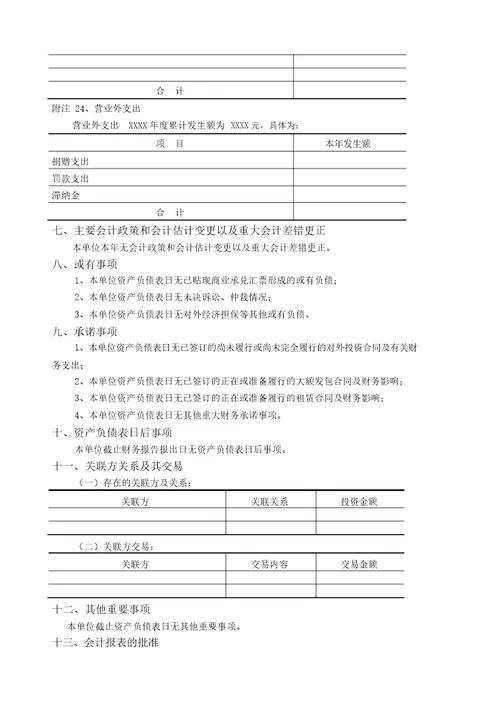 审计报告会计报的表附注说明新