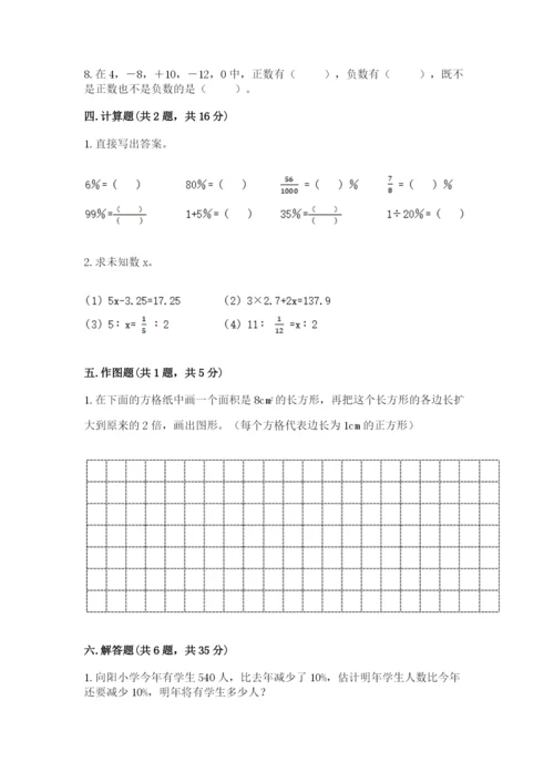 人教版六年级下册数学期末测试卷带答案（轻巧夺冠）.docx