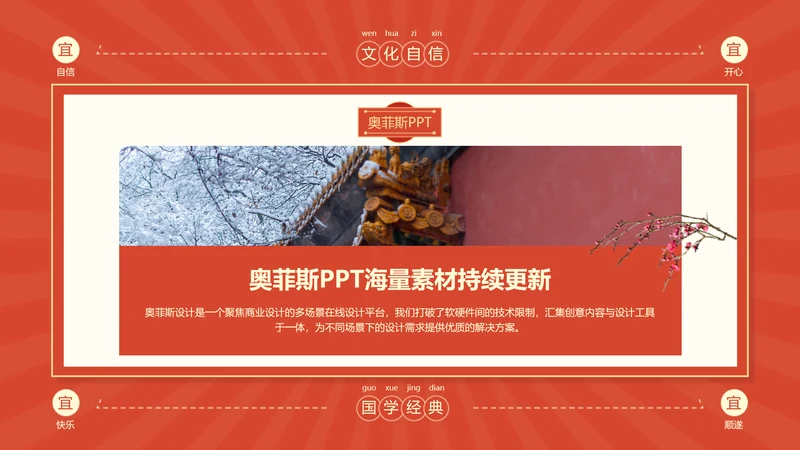 中国风并列关系1项PPT图文页