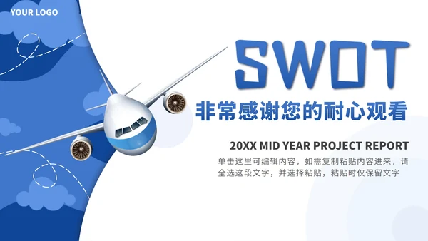 SWOT风险分析图表数据报表PPT模版
