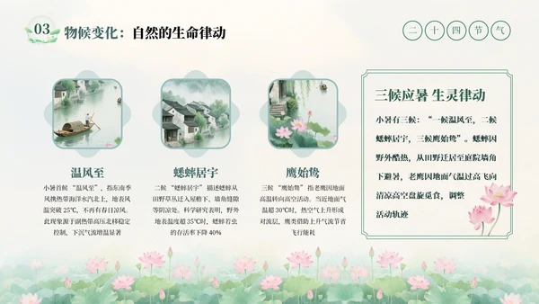 绿色清新中式二十四节气小暑科普教学课件PPT模板