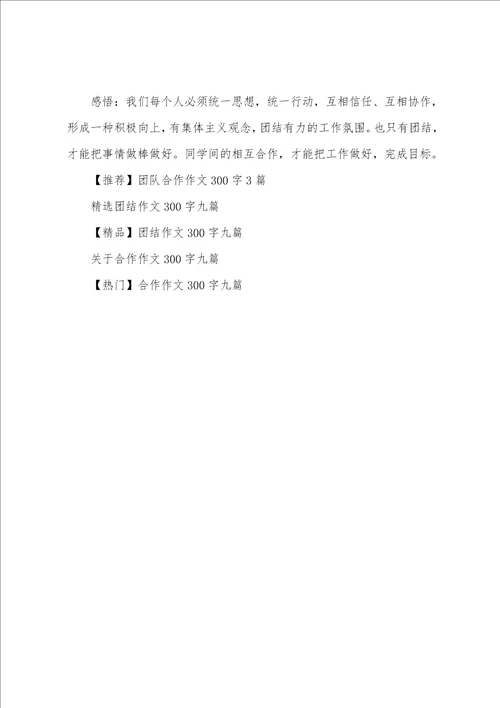 关于团队合作作文300字九篇