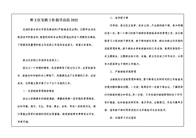 班主任实践工作指导总结2022