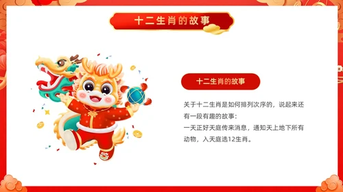 红色古风十二生肖介绍PPT模板龙年新年