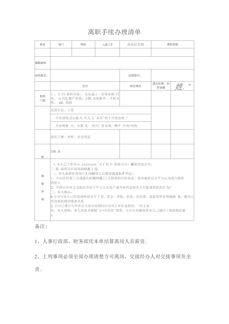 离职手续办理清单.docx