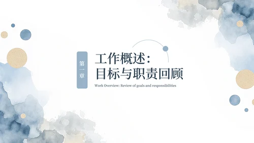 蓝色简约水彩留白工作汇报通用PPT模板