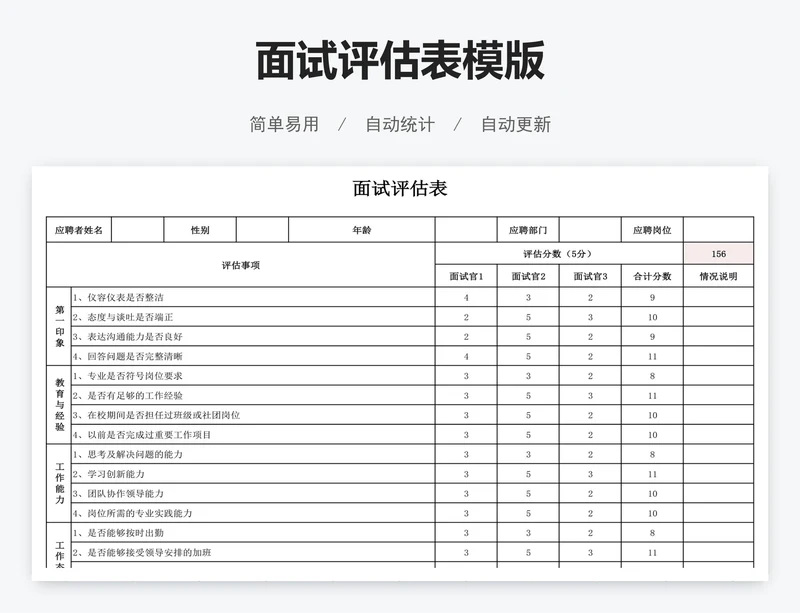 面试评估表模版