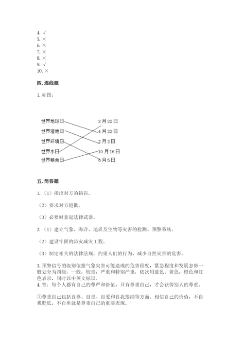 人教部编版六年级下册道德与法治期中测试卷【原创题】.docx