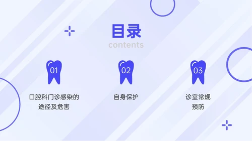 蓝紫色简约商务口腔科院感预防控制PPT模板院感知识培训