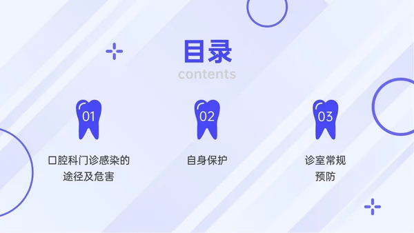 蓝紫色简约商务口腔科院感预防控制PPT模板院感知识培训