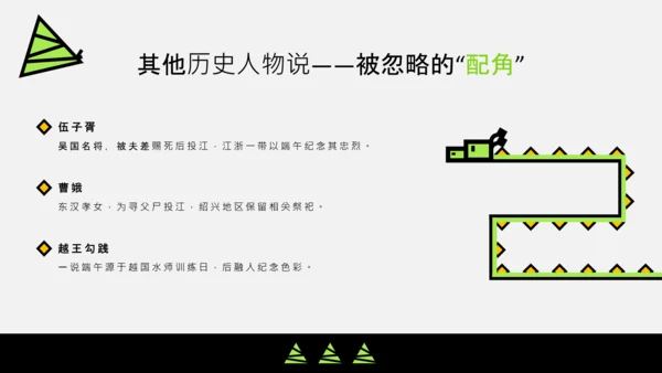 黑绿色扁平插画端午节的意义宣讲PPT模板