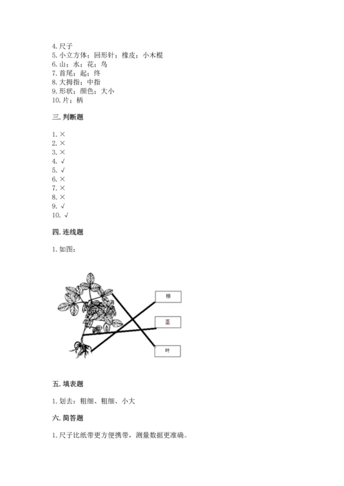 教科版一年级上册科学期末测试卷（名校卷）.docx