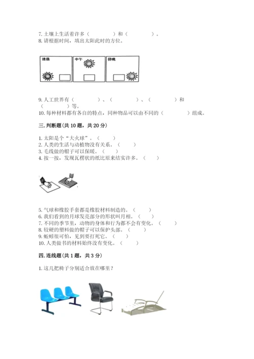 教科版二年级上册科学期末测试卷及参考答案【考试直接用】.docx