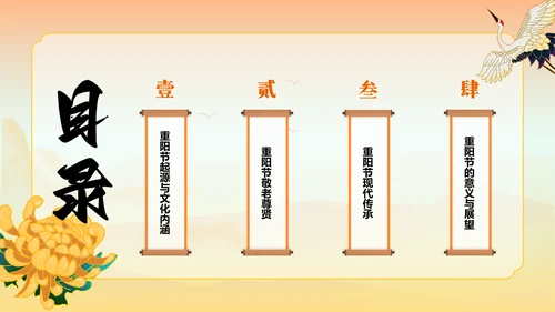 橙色复古风重阳佳节科普介绍PPT模板