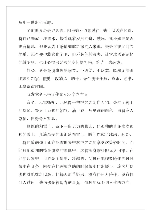2022年我发现冬天来了作文600字左右
