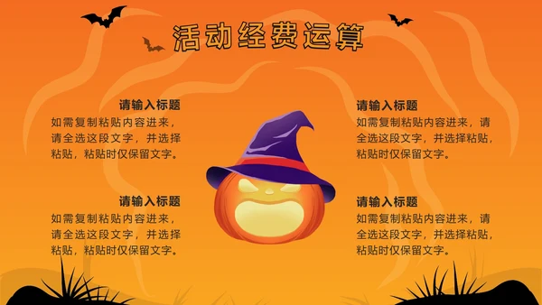 橙色卡通狂欢万圣节活动方案PPT模板