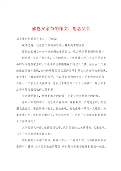 感恩父亲节的作文想念父亲