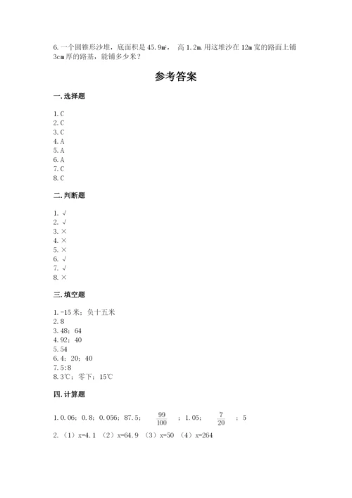 人教版六年级下册数学期末测试卷含完整答案【精品】.docx