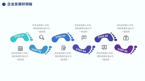 蓝色企业公司发展历程大事记时间轴PPT模板图表