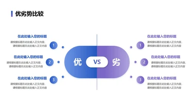 优劣势-蓝紫色三项VS优劣比较PPT单页