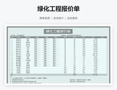 绿化工程报价单