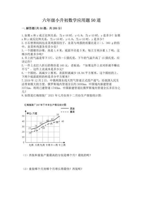 六年级小升初数学应用题50道含完整答案【考点梳理】.docx