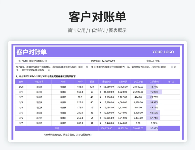 对账单明细表