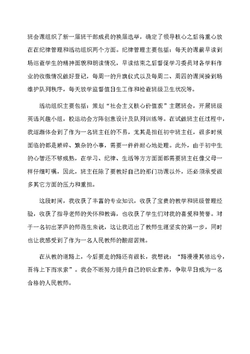 实习生自我总结实习