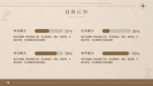美拉德色大学生职业生涯规划PPT模板