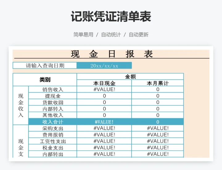 记账凭证清单表