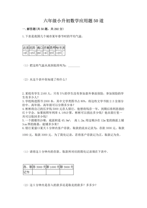 六年级小升初数学应用题50道带答案（完整版）.docx