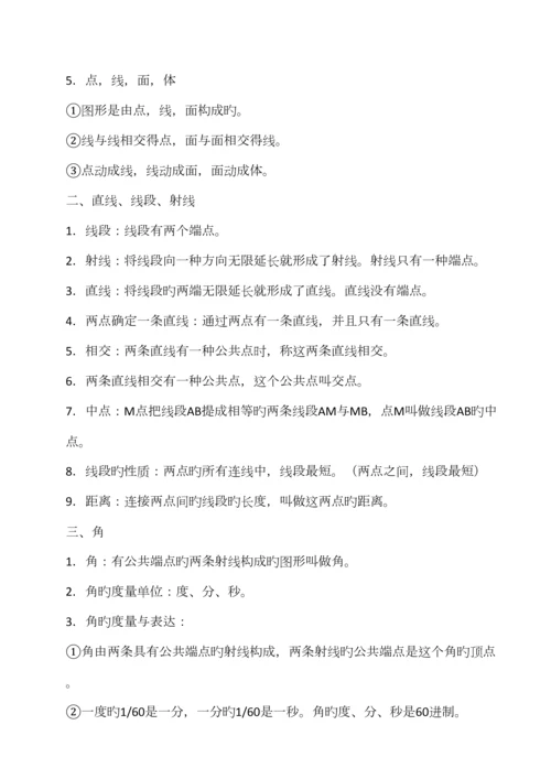 2023年期末复习人教版七年级上册数学课本知识点归纳.docx