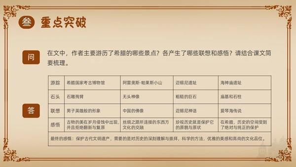 棕色简约古希腊的石头PPT课件